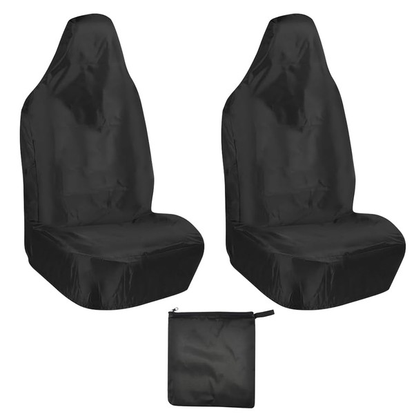 RANJIMA Car Seat Covers Front Seats, Set of 2 Car Seat Covers, Universal Set, Black, 132 x 55 cm, Waterproof Seat Protector, Car Backrest for Driver's Seat, Front Seats, Car Accessories, Interior