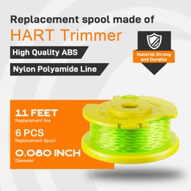 Kousika 7Pack .080" String Pre-Wound Spool Compatible with Hart Auto-Feed String Trimmer Cordless Trimmers and Cover Cap Replacement Part (6 Spools, 1 Cap)