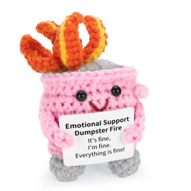 Dalycro Emotional Dumpster Crochet Fire Handmade Dumpster Doll with Positive Words for Friends and Family Room Decor(Pink)