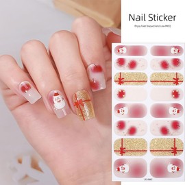 4 Sheets Christmas Gel Nail Stickers Pink Blue White Snowflakes Gel Nail Polish Strips Cute Snowmen Reindeer Nail Sticker Winter Full Wraps Glitter Christmas Stickers for Women DIY Nails Supplies