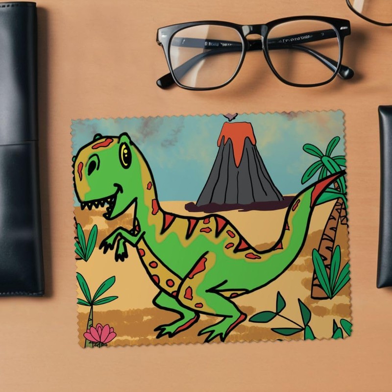 2 x 'Cute Tyrannosaurus Rex' Microfibre Lens/Glasses Cleaning Cloths (LC00032357)