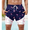 ERECT PEAK Men Flamingo Swimwear Summer Swim Trunk Liner Beach