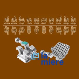 LA MIERE 20PCS Teeth Metal Braces, MIM Monoblock Brackets, 0.22 Slots 3-4-5 with Hooks 20pcs/Pack, (MBT, Mini) 1PK