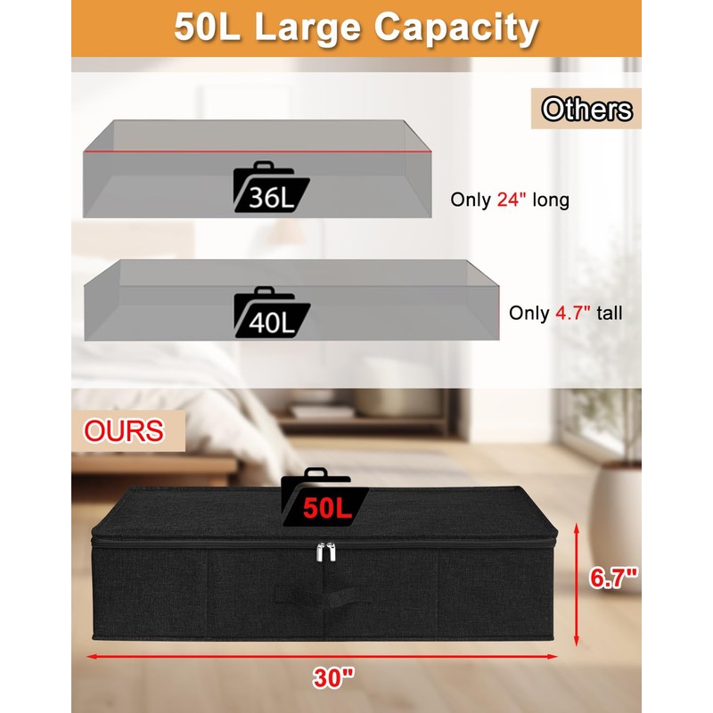 Under Bed Storage Container, 3 Pack Underbed Storage Bags With