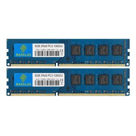 Rasalas PC3-10600 DDR3 1333 16GB Kit (2x8GB) DDR3 1333MHz 2Rx8 PC3 10600U 8GB Ram 240 Pin 1.5V CL9 Desktop Memory Ram Module