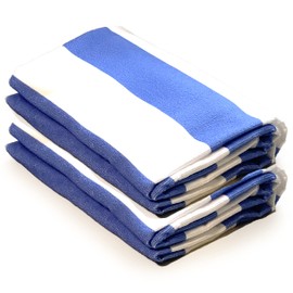 Allgala BT81240 - Toalla de playa de microfibra con diseño de rayas de cabaña de 40 x 70 pulgadas, color azul claro (paquete de 2)
