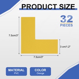 PATIKIL 5S Location Marking Corner, 32 Pcs 3 x 3 x 1.2 Inch PVC L-Shape Floor Marking Tape Workplace Floor Organization Markers for Office Warehouse Desk Table Top, Orange