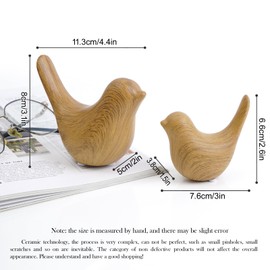 Notakia Wood Look Ceramic Birds Statues Home Decor Modern Style Decorative Ornaments for Living Room, Bedroom, Office Desktop, Pottery barn Decor