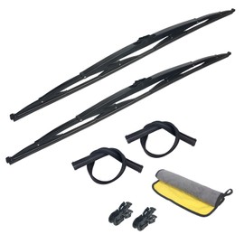 26 Inch Saddle Mount Wiper Blade Replacement for Motorhome Recreational Vehicle RV and Bus with 9mm 12mm J Hook Window Wiper Blade 2 Rubber Refills and 1 Pcs Car Wash Towel 26"/26"(Set of 2）