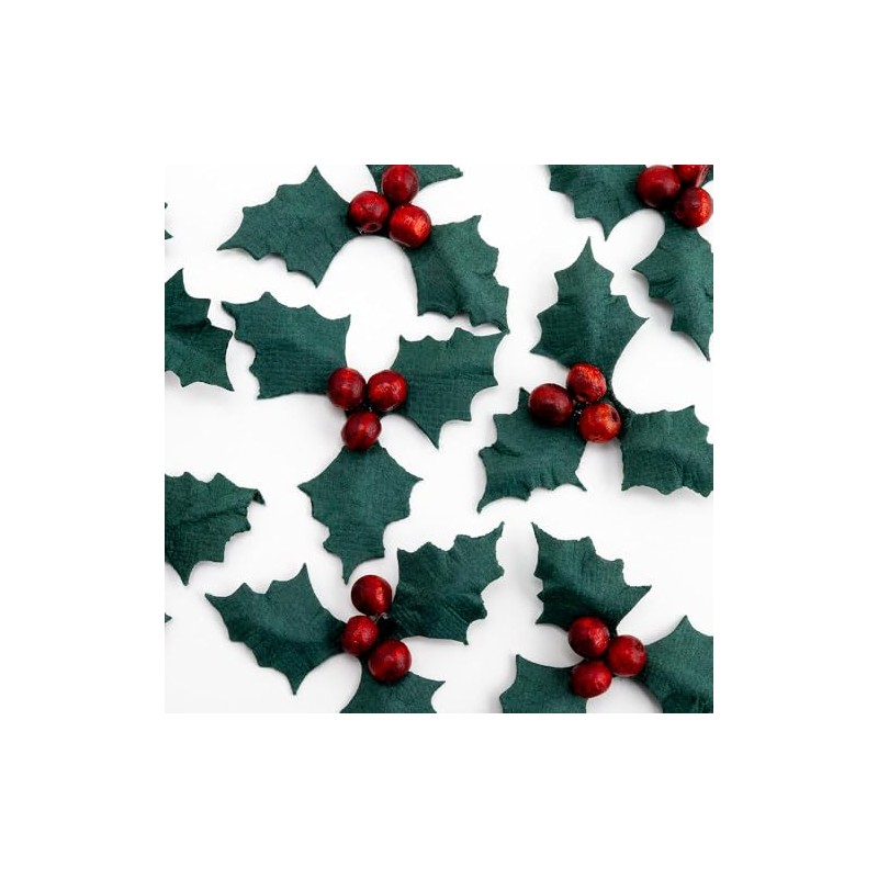 Italian Options Paper Holly with Berries Christmas Craft Decorations (12