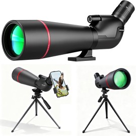 ZHENCHABIN 25-75x80 Spotting Scopes with Tripod - Spotter Scope with BAK4 Prism, FMC Lens,Waterproof Fogproof Spotting Scope for Target Shooting Bird Watching Hunting Wildlife