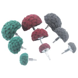 JUNLIXN 9 Pcs Scouring Pads, 1/4'' Shank Half Ball Shape Non Woven Buffing Polishing Kits for Drill, Power Scrubber Drill Polishing Kits