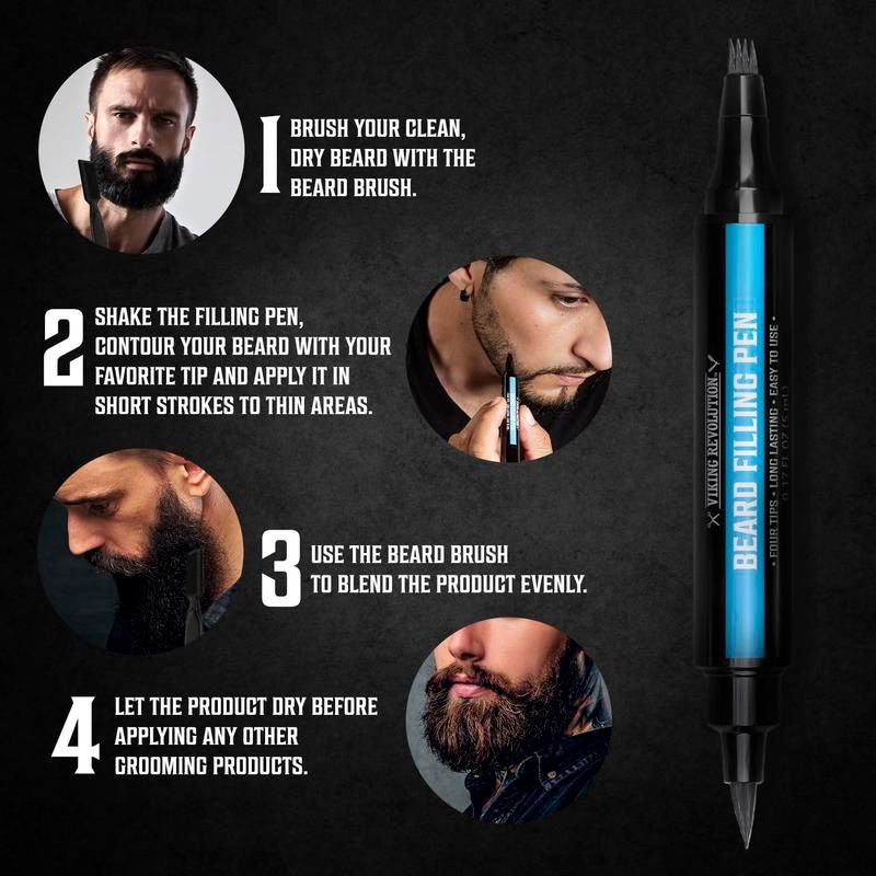 Viking Revolution Beard Pen (2-Pack) Waterproof Beard Filler Pen with