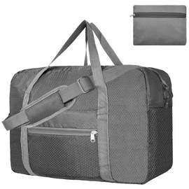 For Spirit Airlines Personal Item Bag 18x14x8 Foldable Carry on Bags for Airplanes Travel Duffel Bags for Women and Men, Grey, With Shoulder Strap