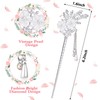 2 Pieces Rhinestone Pearl Flower Hair Stick Vintage Chinese Hair