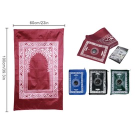 Abiyou 4 Pieces Prayer Mat, Musilm Prayer Mat, Polyester Prayer Rug, Portable Travel Prayer Mat, Travel Prayer Rug with Compass, for Muslim Prayer, Ramadan