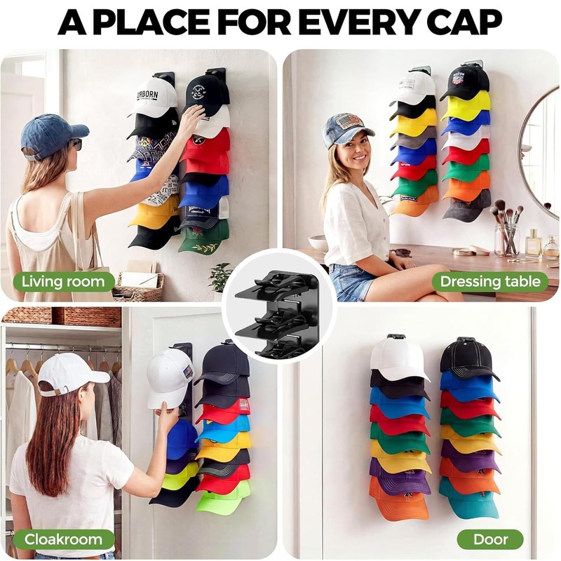 HYASTO Hat Organizer 36 Baseball Caps Rack Holder 2 Pack