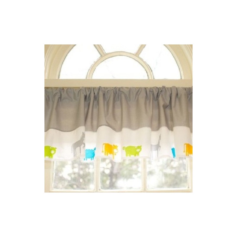 Go Mama Go Designs Tractor Trails Valance, Grey/White
