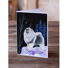 Caroline's Treasures Starry Night Keeshond Greeting Cards and Envelopes Pack of 8