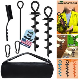 Eurmax USA Heavy Duty Dog Tie Out Stake for Large Dogs up to 210 lbs Dog Stakes for Outside,Dog Anchor, Gadgets, Accessories for Dogs,Dog Runner Leash Stake Trampoline Stakes 2-Pack (Black)