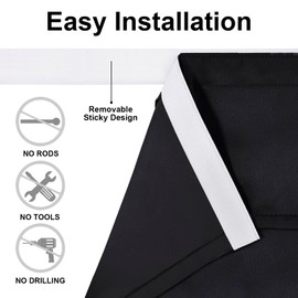 DWCN Blackout French Door Curtains-Thermal Insulated Block Light Tricia Window Panels Room Darkening Door Curtain with Adhesive Tape for Sidelight Doors, Set of 1 Panel, 26x40 Inch,Black