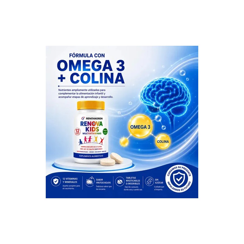 Multivitamínico Niños Años Omega Colina 120 Tablets Frutos Rojos