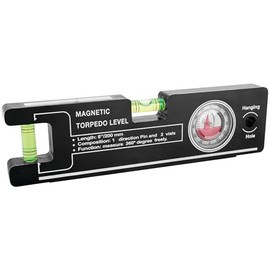 Performance Tool 1177 8 in. Magnetic Level w/Angle Finder, ABS Plastic, High-Visibility Vials, Black