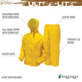 FROGG TOGGS Men's Ultra-Lite2 Waterproof Breathable Rain Suit Long, Yellow, X-Large Short