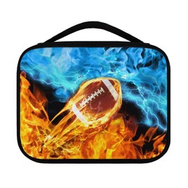 Salabomia Football Bible Cover Case, Fire Water Large Bible Bag with Pockets Handle, Zippered Bible Carrying Case for Women, Durable Portable Bible Bag Case Church Bible Accessories