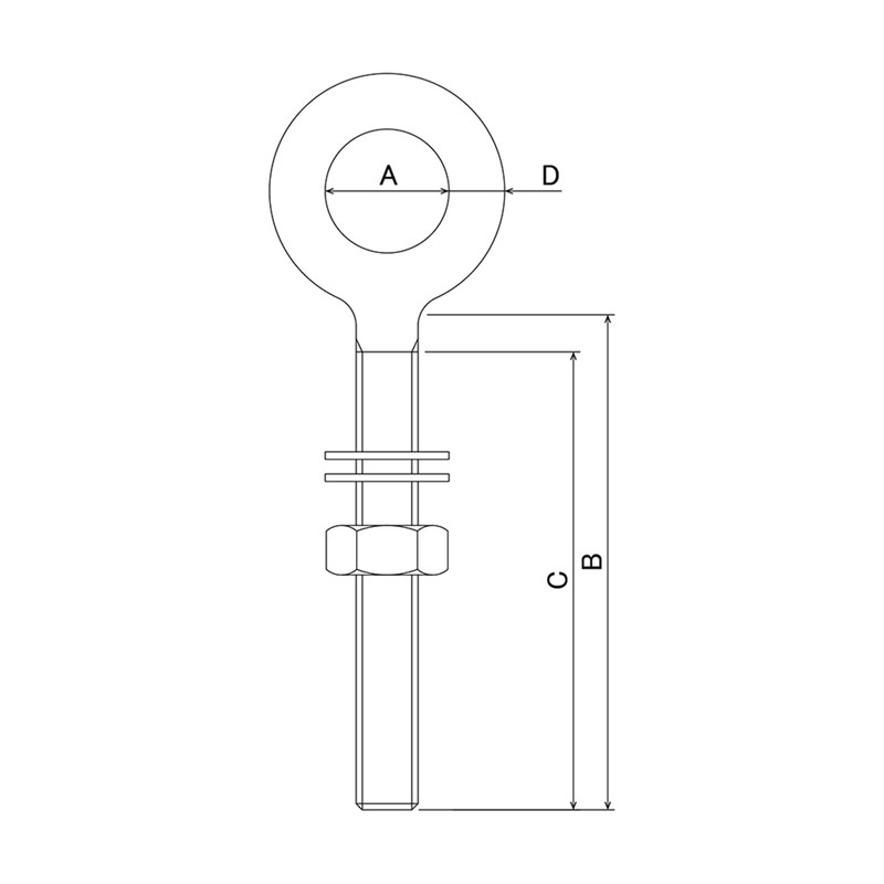 Daidohant 10104221 Stainless Steel Long Eye Bolt (Wire Diameter) 0.3