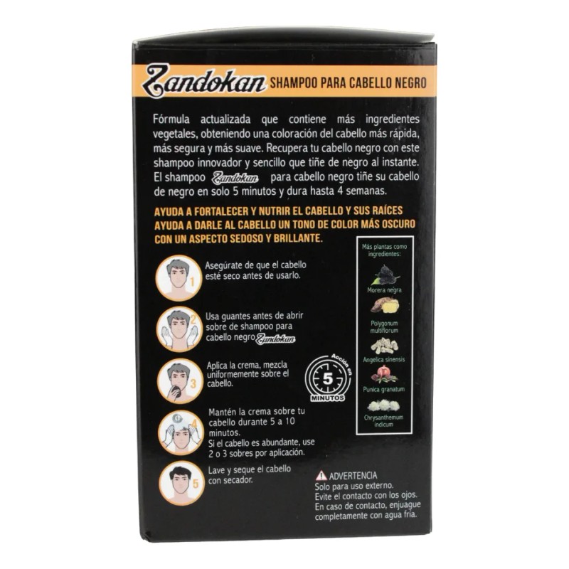 Zandokan Tinte Cubre Canas Negro, 10 Sobres De 25 Ml