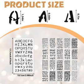 Lnngub 20 Piece Letter Stencil Set, 19 Styles Fonts Letter Stencils and 1 Number Stencil White Plastic Letter Stencil Small Reusable Letters Painting Stencils