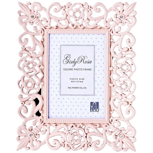 ユーパワー Girly Rosa ガーリーロザ スクエアーフォトフレーム サービスサイズ ライトピンク GR-02503