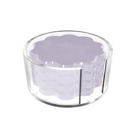 GRAHAM DESIGN Scalloped Acrylic Drink Coaster Set 4‑Pack with Holder – Light Purple Minimalist Beverage Coasters, Non‑Slip Table Protector, Modern Housewarming Gift
