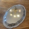 Irvinware Vtg~ Oval Serving/Bread Tray~Chrome Plated~Etched Design w/Scallop Rim 9x6.5”