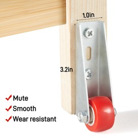 0.9-inch Quiet Rubber Caster Wheels, Rolling Casters with Vertical Installation of Extended Bracket, Non-Slip Swivel Heavy Duty Caster for Coffee Tables Sofa Trundles and Furniture Repair (RED)