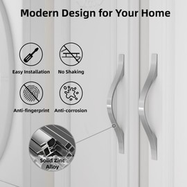 ELEBUILD 10 Pack, 7.5 Inch(192MM), Brushed Satin Nickel, Cabinet Pulls Cabinet Hardware Kitchen Cabinet Handles for Bathroom Drawer Pulls Dresser Pulls