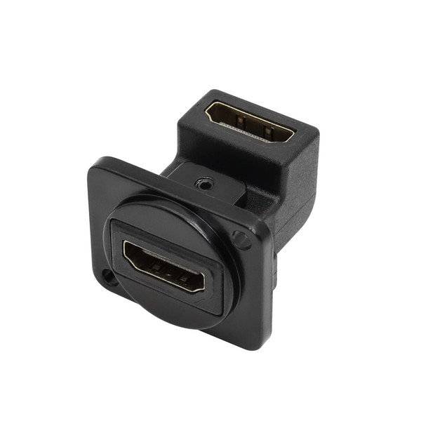 QIANRENON HDMI Panel Mount Adapter Female to Female Right Angle