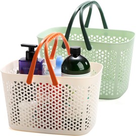 Hedume 2 Pack Portable Shower Caddy Basket, Plastic Organizer Storage Tote with Handle, Plastic Storage Caddy Basket for Bathroom, College, Dorm, Kitchen, Camp, Gym, Garden, Cleaning Supplies