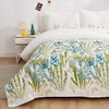 Full/Queen Size Floral Quilt Set Lightweight Bed Green Yellow Leaves