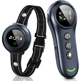 2-in-1 Dog Shock Collar & Dog Bark Collar - Smart Anti Barking Dog Training Collar with 5 Adjustable Sensitivity & 3300FT Remote for All Breeds IP67 Waterproof E-Collar