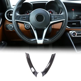 Car Steering Wheel Decorative Trim Suitable for Alfa Romeo Giulia 2017 2018 2019, Steering Wheel Cover Interior Trim, Car Steering Wheel Decoration Frame Trim Trim, Car Accessories Interior