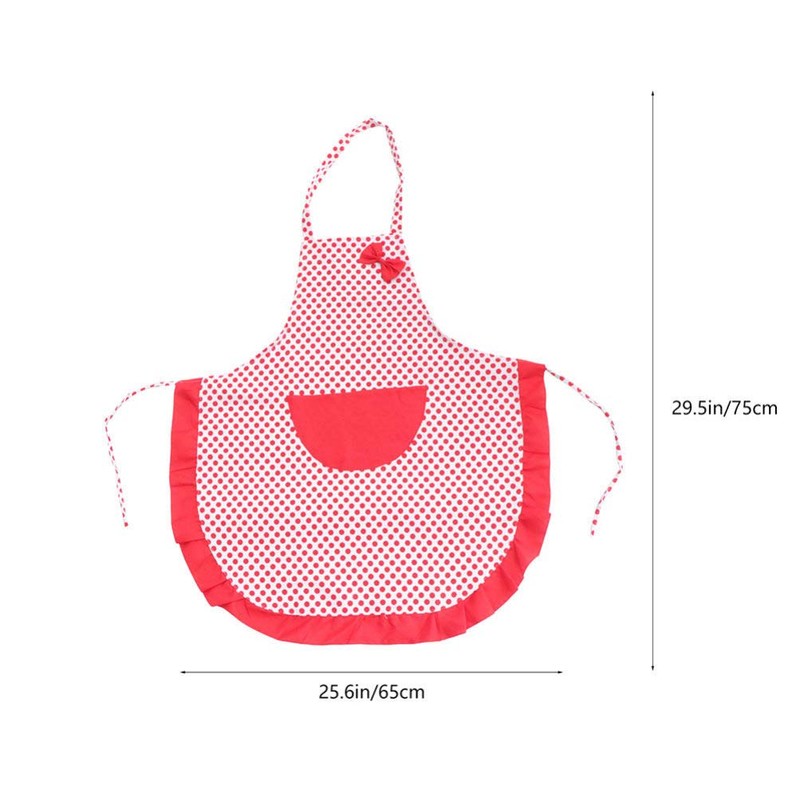 2pcs Retro Kitchen Aprons Dotted Cooking Salon Apron Bowknot Chef
