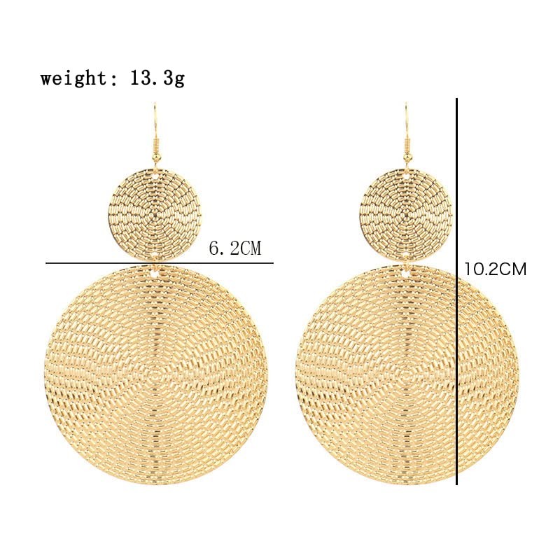 Large Geometric Double Round Disc Dangle Drop Earrings Minimalist Irregular