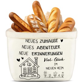 Fabric Bread Basket, Sustainable Bread Basket, Modern Fabric, Housewarming Gifts, Home, Housewarming Gift Idea for Breakfast, Brunching & Holidays (White) (House + Flower)