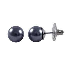 Isaac Kieran Silver-Tone Faux Pearl 10mm Stud Earrings (Grey)