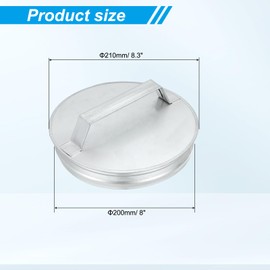 PATIKIL 8 Inch Metal Tee Cap with Handle, Galvanized Steel Duct End Cap Dry Vent Cover Ducting Sealing Tee Plug for HVAC Systems Indoor and Outdoor Use