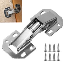 10-Pack Self-Closing Hidden Cabinet Hinges, 4 INCH Surface Mount Design for Kitchen Cabinets Stainless Steel