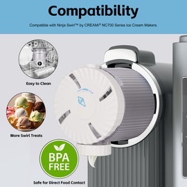 ZYROA 2-Pack Pints and Lids for Ninja CREAMi NC700 Series Ice Cream Makers, BPA-Free, Dishwasher Safe, Grey