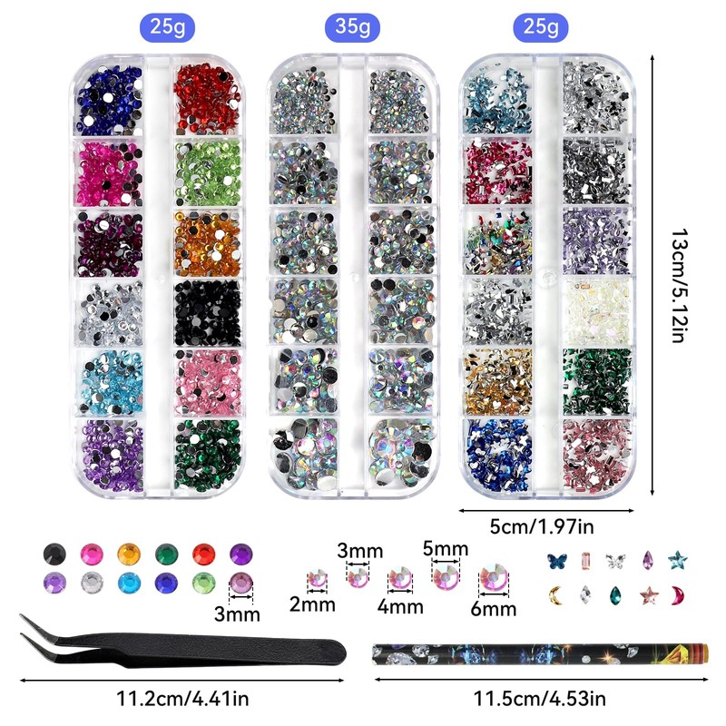 Molirex Rhinestones Flat Back Nail Gems Crystal Art Rhinestones Bedazzling